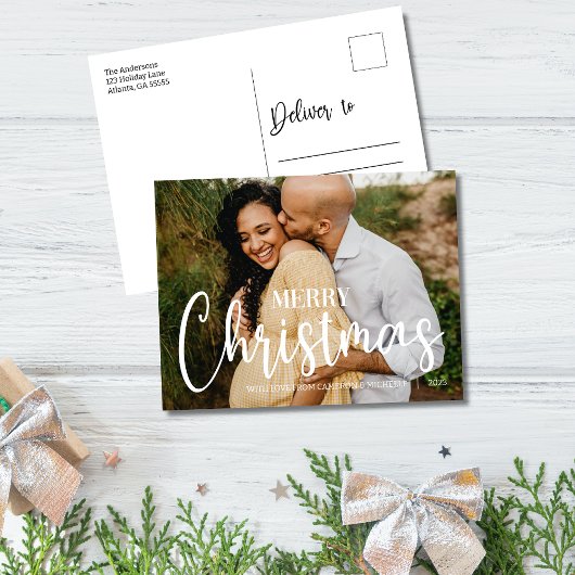 Leveren aan familie Kerstmis Typografie Feestdagenkaart