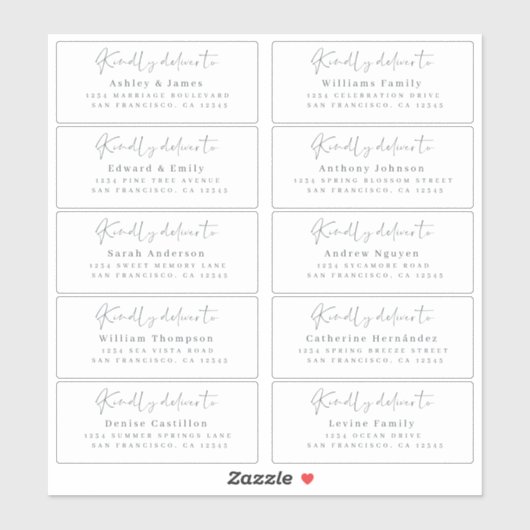 Leveren aan Gast Adresetiketten BESTELLEN op 6" of Sticker (Vel)