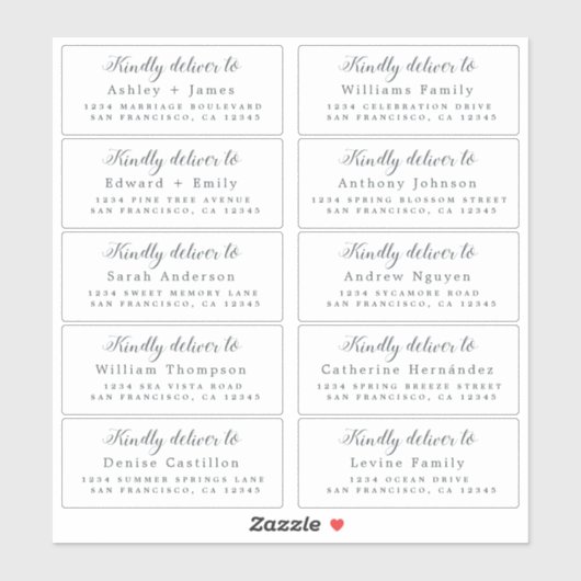 Leveren aan Kalligrafie Bruiloft Gast Adres Sticker (Vel)