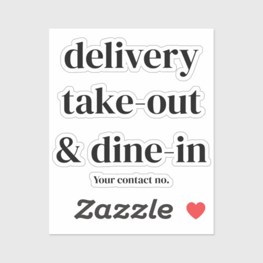 Levering, afhalen & dineren in restaurant/cafés sticker (Vel)