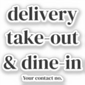 Levering, afhalen & dineren in restaurant/cafés sticker (Voorkant)