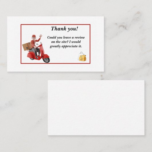 Levering Driver Dank u Visitekaartje (Voorkant / Achterkant)