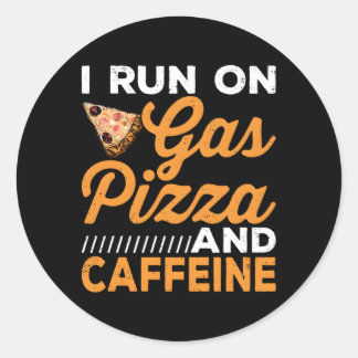 Levering Driver Run Op Pizza Rijden Waardering Ronde Sticker
