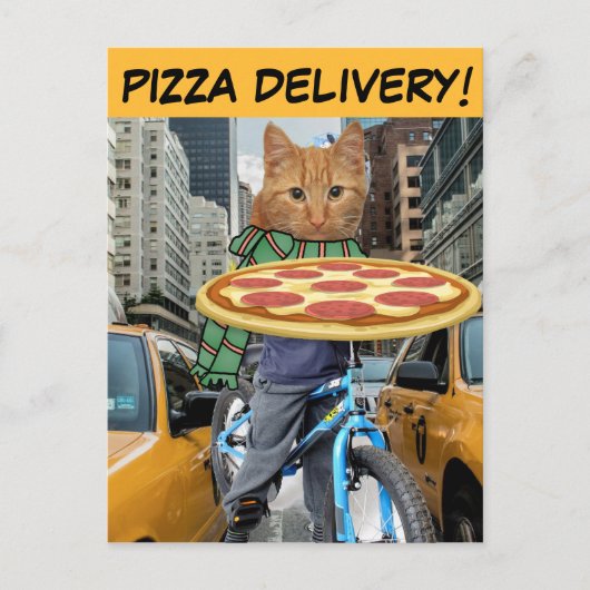 LEVERING PIZZA! CAT-BRIEFKAARTEN BRIEFKAART (Voorkant)