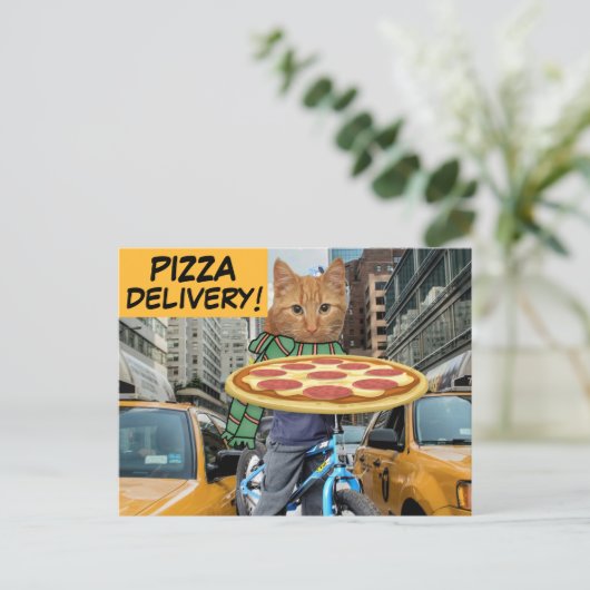 LEVERING PIZZA! CAT-BRIEFKAARTEN BRIEFKAART (Staand voorkant)