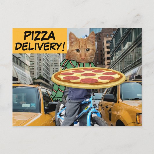 LEVERING PIZZA! CAT-BRIEFKAARTEN BRIEFKAART (Voorkant)