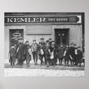 Levering the Sunday Papers, 1909.  foto Poster