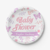 Levering van Elegant Floral Butterfly Baby shower  Papieren Bordje (Voorkant)