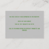 Levering van grijze bloemen visitekaartje (Achterkant)