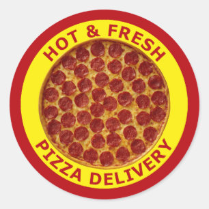 Levering van hot & Fresh Pizza Ronde Sticker