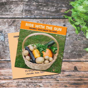 levering van organische groenten, vierkante visitekaartje