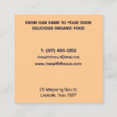 levering van organische groenten, vierkante visitekaartje (Achterkant)