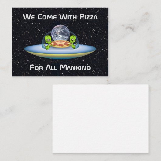 levering van UFO-Pizza Visitekaartje (Voorkant / Achterkant)