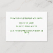 Levering van witte bloemen visitekaartje (Achterkant)