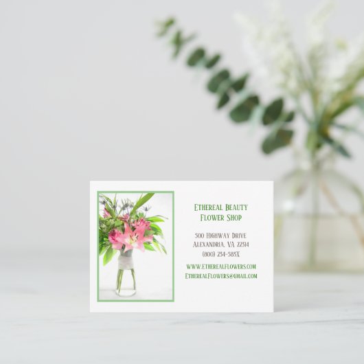 Levering van witte bloemen visitekaartje (Staand voorkant)