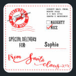 Levering vanaf Santa Christmas Vierkante Sticker<br><div class="desc">christms cadeau sticker label</div>