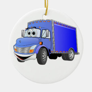 Levering Vrachtwagen Blauwe Cartoon Keramisch Ornament