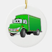 Levering Vrachtwagen Groene Cartoon Keramisch Ornament (Voorkant)