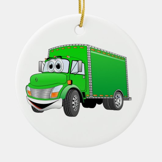 Levering Vrachtwagen Groene Cartoon Keramisch Ornament (Voorkant)