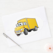Leveringsvrachtwagen Gele Cartoon Ovale Sticker (Envelop)