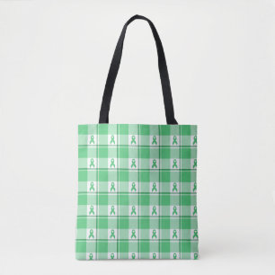 LeverKanker Bewustzijns Plaid Groene Lint Tote Bag
