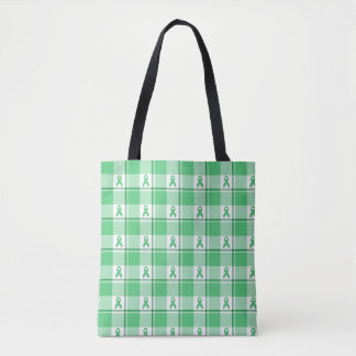 LeverKanker Bewustzijns Plaid Groene Lint Tote Bag