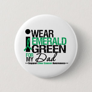 Leverkanker Emerald Green Ribbon voor mijn vader Ronde Button 5,7 Cm