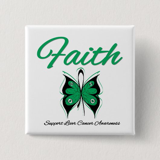 Leverkanker Faith Butterfly Vierkante Button 5,1 Cm (Voorkant)
