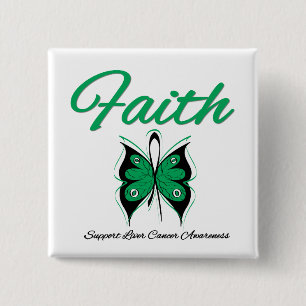 Leverkanker Faith Butterfly Vierkante Button 5,1 Cm
