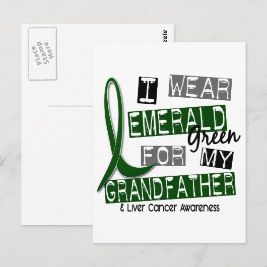 Leverkanker Ik Draag Emerald voor mijn grootvader  Briefkaart (Voorkant / Achterkant)