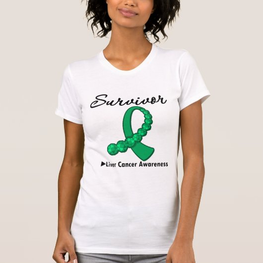 Leverkanker Survivor Gemstone Ribbon T-shirt (Voorkant)