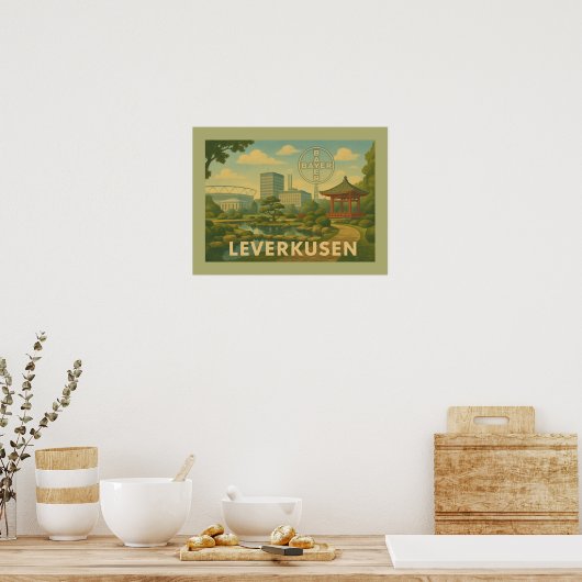 Leverkusen Duitsland Stad Kunst Poster (Keuken)