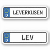 Leverkusen kennzeichen, Duits Bord motorrijbewijs Sticker (Voorkant)