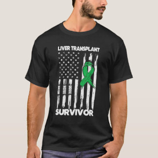 Levertransplantatie Amerikaanse vlag levertranspla T-shirt