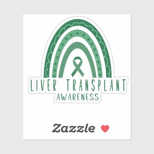 Levertransplantatie Groen Rainbow Ribbon Awareness Sticker (Vel)