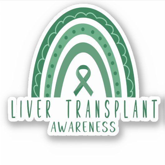 Levertransplantatie Groen Rainbow Ribbon Awareness Sticker (Voorkant)