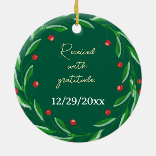 Levertransplantatie ontvanger aangepaste kerst keramisch ornament (Achterkant)