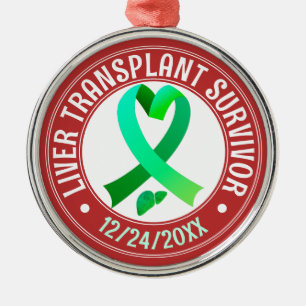 Levertransplantatie overlevende groen lint aandenk metalen ornament
