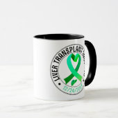 Levertransplantatie overlevende groen lint koffie mok (Voorkant rechts)