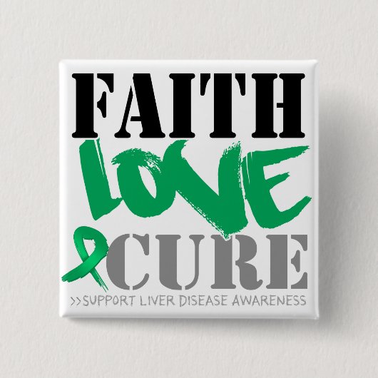 Leverziekte Faith Love Cure Vierkante Button 5,1 Cm (Voorkant)