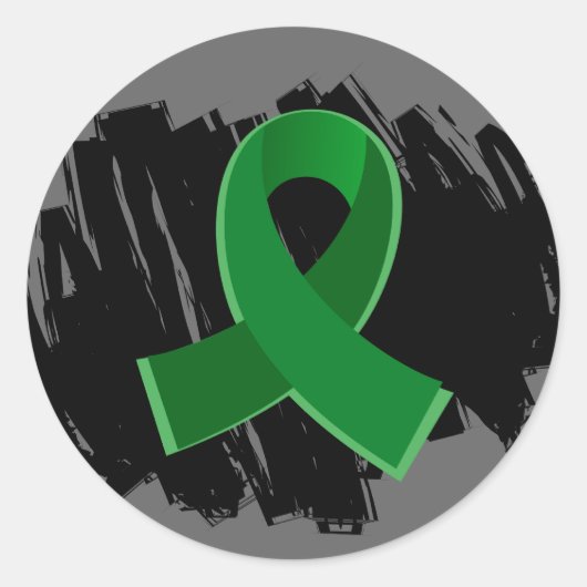 Leverziekte Smaragd Groen Lint met Krabbel Ronde Sticker (Voorkant)