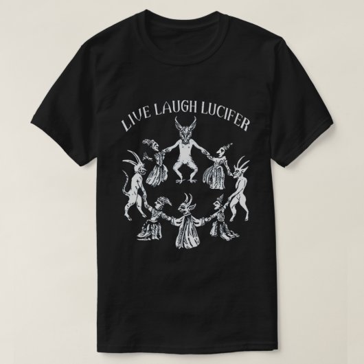LEVF-LAUGH-LUCIFER Horror Satan Satanic Demonc Dev T-shirt (Design voorkant)