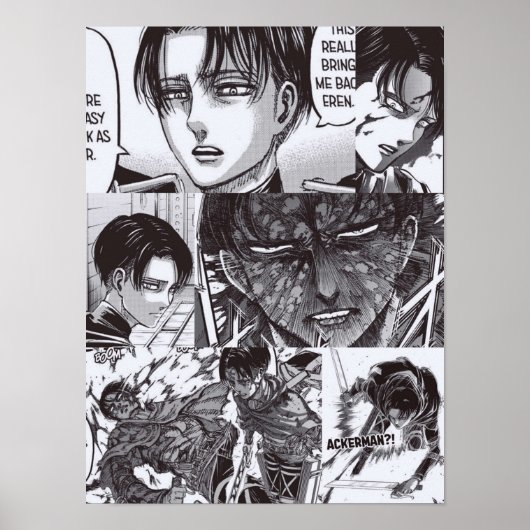 Levi Ackerman Attack op Titan-portret Poster (Voorkant)