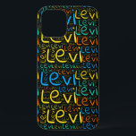 Levi Case-Mate iPhone Case<br><div class="desc">Levi. Show en draag deze populaire, mooie mannelijke voornaam die is ontworpen als kleurrijke tekstwolk gemaakt van horizontale en verticale krommende typografie van handletters in verschillende maten en schattige verse kleuren. Draag je positieve amerikaanse naam of show de wereld waar je van houdt of waar je van houdt. Merk met...</div>