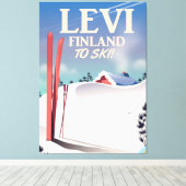 Levi, Finland ski-reisposter Canvas Afdruk (Insitu (Houten vloer))