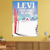Levi, Finland ski-reisposter Canvas Afdruk (Insitu (Woonkamer))