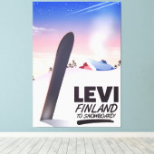 Levi Finland Snowboarden reisposter Canvas Afdruk (Insitu (Houten vloer))