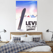 Levi Finland Snowboarden reisposter Canvas Afdruk (Insitu (Slaapkamer))