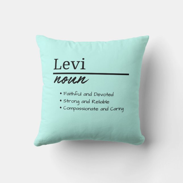 Levi, jongen gepersonaliseerde naam definitie kussen (Achterkant)