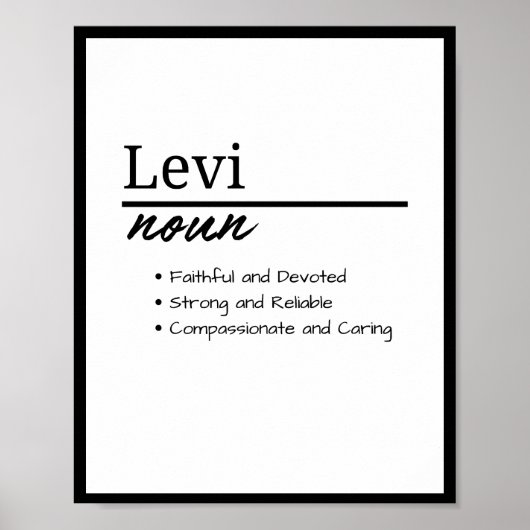 Levi, jongen gepersonaliseerde naam definitie poster (Voorkant)